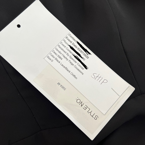 Hayley Paige Bridesmaid Dress 5964- Black Chiffon & Lace, size 0 - Picture 9 of 9